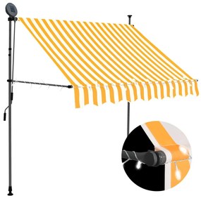 vidaXL Luifel handmatig uittrekbaar met LED 100 cm wit en oranje