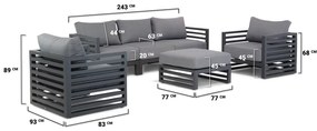 Stoel en Bank Loungeset 5 personen Aluminium Grijs  Santika Furniture Santika Jaya