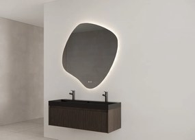 Gliss Design Timotheus badmeubel met ribbelfront 120cm charcoal met zwarte wastafel Lako