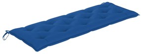 vidaXL Tuinbank met blauw kussen 150 cm massief teakhout