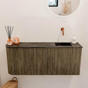 Mondiaz Joya DLux 100cm toiletmeubel ronding links dusk met wastafel faye rechts zonder kraangat lava