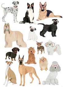 Ilustratie Dogs in glasses Print, Hanna Melin