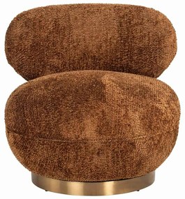Richmond Interiors Jace Ronde Fauteuil Met Goud Draaibaar Cinnamon Bruin