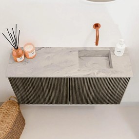 Mondiaz Joya DLux 80cm toiletmeubel shadow met wastafel faye rechts zonder kraangat glace
