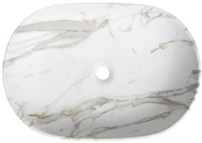 Sapho Rondane keramische waskom 60x42cm wit marmer