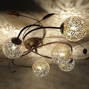 Landelijke plafondlamp 6-lichts in roestbruin - Kreta Klassiek / Antiek, Landelijk / Rustiek G9 rond Binnenverlichting Lamp