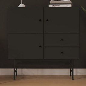 Tenzo Cocktail Retro Wandkast Zwart - 106x40x107cm.