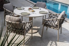 Taste by 4 Seasons Piacenza tuinset met Sarah tafel 120 cm Tuinstoel   beige weerbestendig