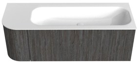 Mondiaz Kurve 125cm badmeubel ronding links shadow met 1 lade en deur en wastafel big medium rechts zonder kraangat