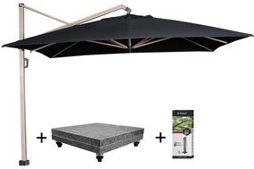 Icon zweefparasol 350x350 cm oak mast faded black met 150KG voet en hoes