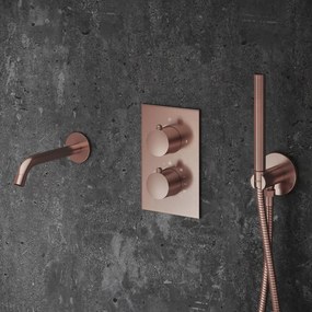 Saniclear Copper Stripes inbouw thermostaat met inbouwdeel geborsteld koper