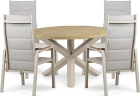 Tuinset Ronde Tuintafel 4 personen 120 cm Aluminium Taupe  Lifestyle Garden Furniture Essence/Rockville
