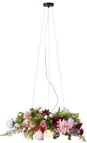 Bohemian hanglamp zwart met gekleurde bloemen rood en roze - Flower Power
