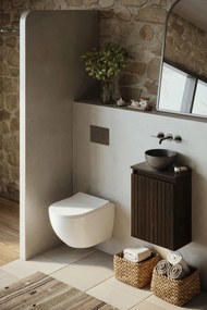 Fontana Bano toiletmeubel ribbelfront kasteel bruin 40x22cm met mat zwarte waskom