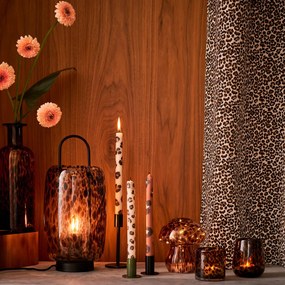 Set van 2 kaarshouders in amberkleurig glas, Fauvita