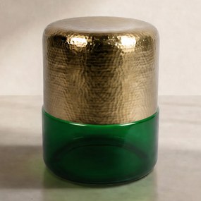 Dutchbone Cave Gouden Bijzettafel Met Groen Glas - 35 X 35cm.