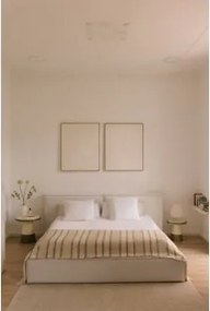 Bed Met Opklapbare Gestoffeerde Boxspring Lunari Gebroken Wit Chenille & 160 X 200 Cm - Sklum