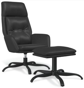 vidaXL Relaxstoel met voetenbank kunstleer glanzend zwart