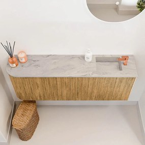 Mondiaz Joya DLux 110cm toiletmeubel ronding links oak met wastafel faye rechts 1 kraangat glace