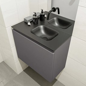 Mondiaz Olan 60cm toiletmeubel dark grey met wastafel urban rechts geen kraangat