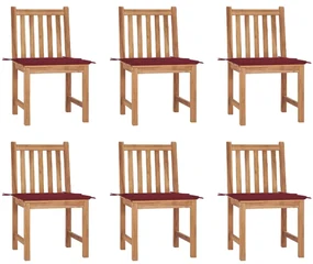 vidaXL Tuinstoelen 6 st met kussens massief teakhout