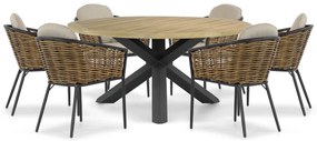 Tuinset Ronde Tuintafel 6 personen 160 cm Aluminium/wicker Grijs Lifestyle Garden Furniture Nice/Rockville