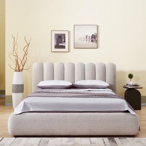 Bedframe Beige Boucle Gestoffeerd 180 X 200 Cm