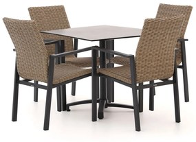 Diningset Manifesto  | 4 personen wicker (vlechtwerk) | Tuinset stapelbaar | 5-delig | Kees Smit Tuinmeubelen