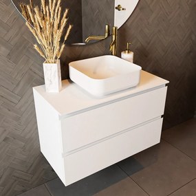 Mondiaz wastafelblad solid surface 80cm talc