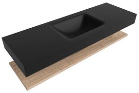 Zaro Alan badmeubel 140cm met planchet washed oak en vrijhangende wastafel cloud midden zonder kraangat urban
