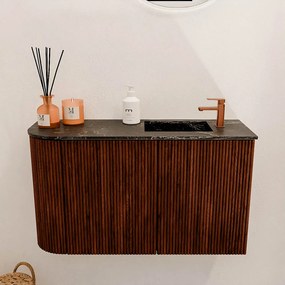 Mondiaz Joya DLux 70cm toiletmeubel ronding links ruby met wastafel faye rechts 1 kraangat lava