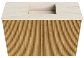 Mondiaz Joya DLux 60cm toiletmeubel oak met wastafel faye midden 1 kraangat meli