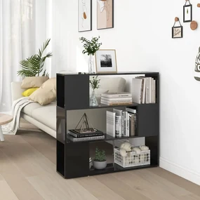 vidaXL Boekenkast/kamerscherm 100x24x94 cm hoogglans zwart