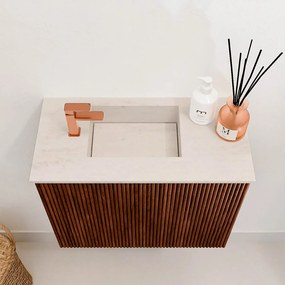 Mondiaz Joya DLux 50cm toiletmeubel ruby met wastafel faye links 1 kraangat meli