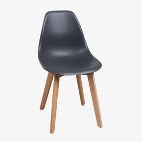 Set Van 4 Eetkamerstoelen In Polypropyleen En Beukenhout Scand Nordic Donkergrijs - Sklum