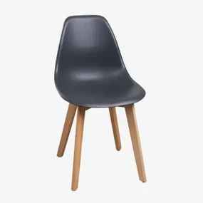 Set Van 4 Eetkamerstoelen In Polypropyleen En Beukenhout Scand Nordic Donkergrijs - Sklum