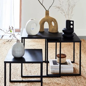 Set van 3 geneste salontafels in staal, Miva