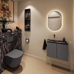 Mondiaz Ture DLux toiletmeubel 60cm dark grey met wastafel lava links zonder kraangat