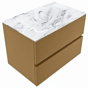 Mondiaz Vica DLux badmeubel 70cm oro 2 lades met wastafel glace midden 1 kraangat