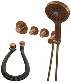 Brauer Stripe inbouw badkraan met badvulcombinatie en 3 standen handdouche koper geborsteld PVD
