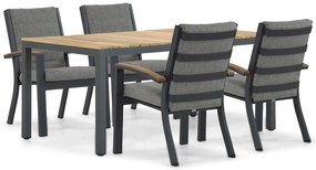 Tuinset 4 personen 160 cm Aluminium/teak Grijs Osmen Midura/Mazzarino