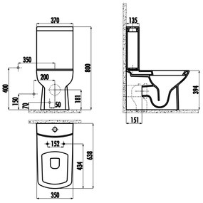 Sapho Luke staande wc mat zwart