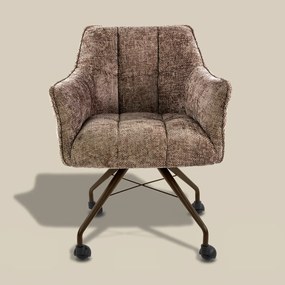 Raster Armstoel Met Wieltjes Bruin