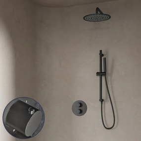 Saniclear Iron Stripes inbouw regendouche rond met 30cm hoofddouche, muurarm en glijstang verouderd ijzer - gunmetal