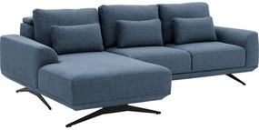 Goossens Excellent Bank Princess blauw, stof, 2,5-zits, elegant chic met chaise longue links