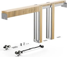 VEVOR inbouwframeset 914,4 mm schuifdeurbeslag, stalen bouten, voor voordeuren, tweeweg softclose mechanisme, soepel glijdend, ruimtebesparend, verborgen montage, verstelbare breedte