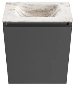 Mondiaz Ture DLux toiletmeubel 40cm dark grey met wastafel frappe midden zonder kraangat