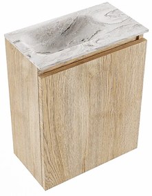 Mondiaz Ture DLux toiletmeubel 40cm washed oak met wastafel glace links zonder kraangat