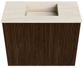 Mondiaz Joya DLux 50cm toiletmeubel walnut met wastafel faye midden zonder kraangat meli