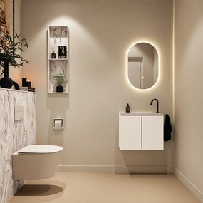 Mondiaz Ture DLux toiletmeubel 60cm talc met wastafel glace rechts met kraangat